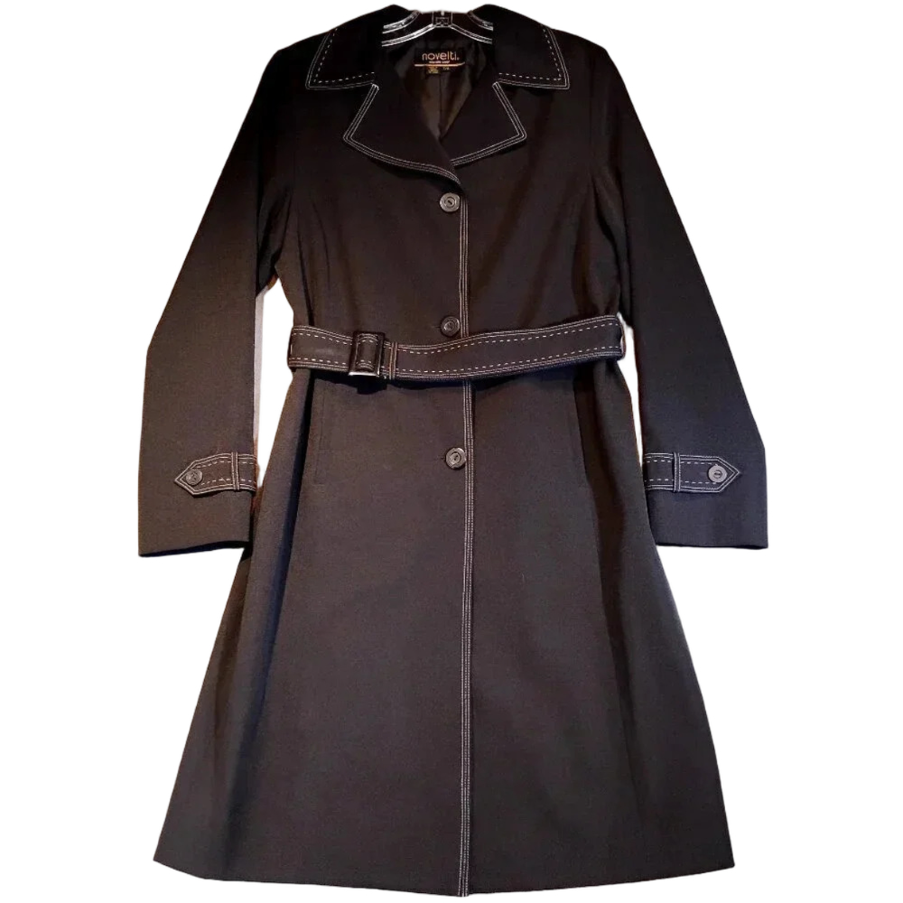 Novelti Adorable Junior NWOT Women's Black Full  Length Trench Coat in Size 7/8